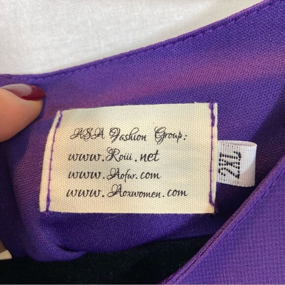Ladies ASA Fashions Brand Purple Off Cold Shoulder Mini Shift Dress Size 2XL - Picture 6 of 12